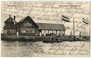 Metgethen, Ort und Bahnstation, Stadtkreis Königsberg Metgethen, Inselrestaurant  Hubertus-Café  II Метгетен, островной ресторан «Хубертус-кафе» II