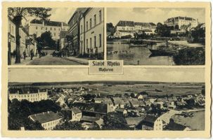 Rhein Kr. Lötzen, Kreis Lötzen Rhein Kr. Lötzen, 3 Ansichten, Teilansicht mit Schloß 