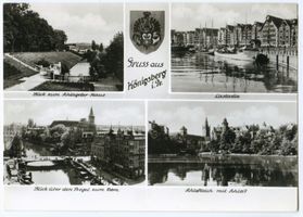 Königsberg (Pr.), Stadtkreis Königsberg Königsberg (Pr.), Schlageterhaus, Lastadie, Blick zum Dom, Schloß - 4Aufnahmen Königsberg, Schloßteich