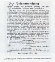  Kreis Ebenrode, Spendensammlung in der Provinz Hannover für die ostpreußischen Flüchtlinge р-н Эбенроде, сбор пожертвований в провинции Ганновер для восточно-прусских беженцев