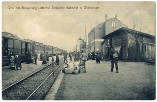 Widminnen, Kreis Lötzen Widminnen, Zerstörter Bahnhof Erster Weltkrieg