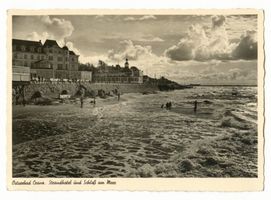 Cranz Kr. Samland, Ort, Kreis Samland Cranz Kr. Samland, Strandhotel und Schloß am Meer Кранц, р-н Самбия, пляжный отель и «Замок у моря»