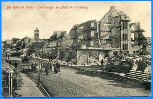Ortelsburg, Stadt, Kreis Ortelsburg Ortelsburg, Zerstörungen am Markt Erster Weltkrieg