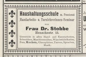 Königsberg (Pr.), Stadtkreis Königsberg Henschestraße 13 Königsberg (Pr.), Henschestraße, Haushaltungsschule Frau Dr. Stobbe Кёнигсберг (Пр.), Хеншштрассе, школа домоводства фрау д-ра Штоббе