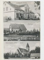 Dubeningen, Kreis Goldap Dubeningken, Gasthaus W. Librucks, Pfarrhaus, Kirche 