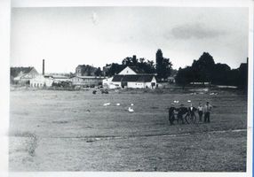Mehlsack, Stadt, Kreis Braunsberg Mehlsack, Wiese vor dem Bahnhof 