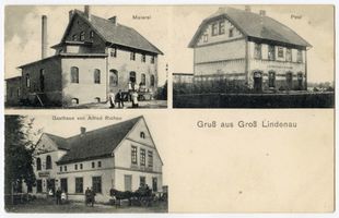 Groß Lindenau, Kreis Samland Groß Lindenau, Meierei, Post, Gasthaus von Alfred Richau Гросс-Линденау, молочная ферма, почта, трактир Альфреда Рихау