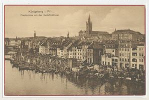 Königsberg (Pr.), Stadtkreis Königsberg Oberer Fischmarkt Königsberg, Oberer Fischmarkt, Kartoffelkähne Königsberg, Stadtteil Altstadt (Umgebung des Schlosses)