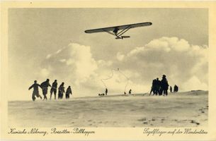 Rossitten Kr. Samland, Kreis Samland Rossitten Kr. Samland, Rossitten-Pillkoppen, Segelflieger auf der Wanderdüne, Start III Rossitten Kr. Samland, Segelfliegerschule