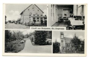 Karpauen, Kreis Angerapp Karpauen, Gasthaus, Lokal, Gastgarten, Kirche 