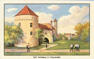 Heilsberg Kr. Heilsberg, Stadt, Kreis Heilsberg Heilsberg Kr. Heilsberg, Vorburg mit Hochschloß, Jugendherberge Heilsberg, Schloß