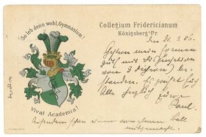 Königsberg (Pr.), Stadtkreis Königsberg Jägerhofstraße 6 Königsberg (Pr.), Karte des Collegium Fridericianum - Vereins der Absolventen des Friedrichskollegs Königsberg, Schulen