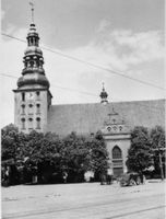 Tilsit, Stadt, Stadtkreis Tilsit Tilsit, Blick über den Fletcherplatz zur Deutschen Kirche Tilsit, Bereich  Fletcherplatz  (Holzmarkt, Getreidemarkt)