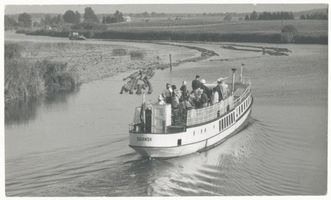  Oberlandkanal, Motorschiff  Gdansk  auf dem Kanal Oberlandkanal