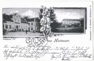 Neuhausen Kr. Samland, Kreis Samland Neuhausen Kr. Samland, Gasthaus und Schloss Нойхаузен, кр. Самбия, трактир и замок