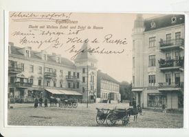 Eydtkau, Kreis Ebenrode Eydtkuhnen, Markt mit Hotels Eydtkuhnen, Marktplatz