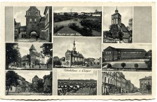 Wehlau, Kreis Wehlau Wehlau, Steintor, Partie an der Alle, Kirche, Kreishaus, Marktplatz mit rathaus, Deutsch-Ordensschule, Große Vorstadt, Postamt,Steintor, Der große Pferdemarkt, Blick zur Kirchenstraße 