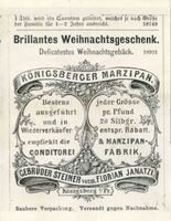 Königsberg (Pr.), Stadtkreis Königsberg Königsberg (Pr.), Konditorei und Marzipanfabrik Gebrüder Steiner, Werbung Königsberg, Gaststätten, Restaurants und Kaffees