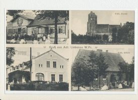 Groß Liebenau, Ort, Kreis Rosenberg Groß Liebenau, Gasthaus, kath. Kirche, Gutshaus, kath. Schule 
