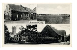 Brödienen, Kreis Sensburg Brödienen, Gasthaus R. Sittko, Ortsansicht, Schloss, Schule 