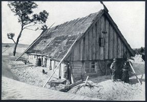  Kurische Nehrung, Durch Wanderdüne bedrohtes Haus Kurische Nehrung, Dünen