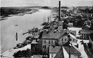 Tilsit, Stadt, Stadtkreis Tilsit  88 Tilsit, Blick auf den Memelstrom IV Tilsit, Ortsteil östlich der Schleusenbrücke, Ortsteil Tilsit-Preußen