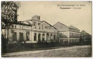 Großgarten, Kreis Angerburg Possessern, Dorfstraße, Zerstörtes Gut Erster Weltkrieg