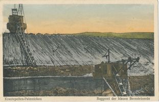 Palmnicken, Kreis Samland Palmnicken, Bernsteinwerk, Tagebau, Baggerei der blauen Bernsteinerde Ostpreußen, Bernsteingewinnung und -verarbeitung