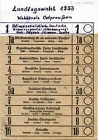  Ganz Ostpreußen, Wahlzettel zur Reichstagswahl am 5.3.1933 