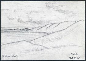 Nidden, Kreis Memel Nidden, Haff und Dünen, Zeichnung Нидден, залив и дюны, рисунок