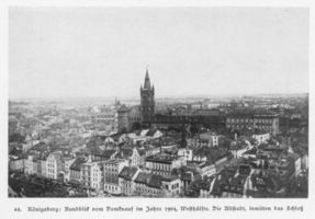 Königsberg (Pr.), Stadtkreis Königsberg Königsberg, Blick vom Domknauf nach Westen.Die Altstadt, inmitten das Schloß Königsberg, Stadtteil Altstadt (Umgebung des Schlosses)