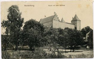 Neidenburg, Stadt, Kreis Neidenburg Neidenburg, Partie mit dem Schloss 