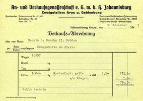 Johannisburg, Kreis Johannisburg Brandstraße 9 Johannisburg, Brandstraße, Verkaufsabrechnung L. Szucka in Brödau Johannisburg (Kreis), nicht verortete Bildmotive