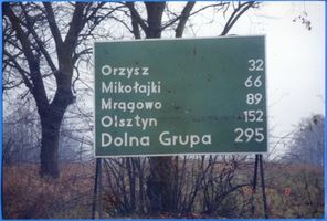 Lyck, Stadt, Kreis Lyck Lyck, Wegweiser am Ortsausgang Лык, указатель у выезда из города