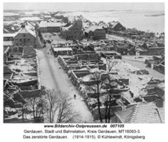 Gerdauen, Stadt und Bahnstation, Kreis Gerdauen  Gerdauen, 1. Weltkrieg
