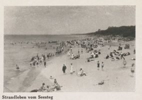 Neuhäuser, Kreis Samland Neuhäuser, Strandleben, Blick vom Seesteg 