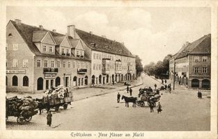 Eydtkau, Kreis Ebenrode Eydtkuhnen, Markt, Neue Häuser Эйдткунен, рыночная площадь, новые дома