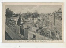 Ebenrode, Stadt, Kreis Ebenrode Stallupönen, Zerstörungen an der Ecke Polnische Straße-Altstädtische Mittelstraße 