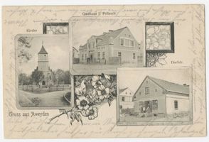 Aweyden, Kreis Sensburg Aweyden, Kirche, Gasthaus, Dorfstraße Аведен, церковь, трактир, деревенская улица