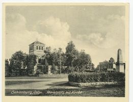 Gehlenburg, Kreis Johannisburg Gehlenburg, Marktplatz mit Kirche Геленбург, рыночная площадь с церковью