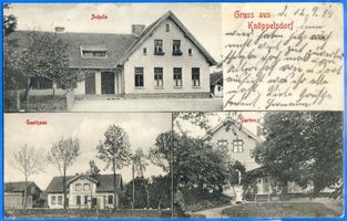 Knöppelsdorf, Kreis Samland Knöppelsdorf, Schule, Gasthaus, Garten 
