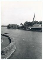 Nikolaiken Kr. Sensburg, Kreis Sensburg Nikolaiken Kr. Sensburg, Teilansicht mit Kirche und See 