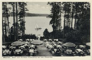 Niedersee, Kreis Sensburg Niedersee, Kurhaus Rudczanny, Blick von der Terrasse IV 