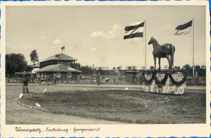 Insterburg, Stadt, Stadtkreis Insterburg Insterburg, Pferdestandbild und Turnierplatzhalle III Инстербург, конная статуя и зал турнирной площадки, III