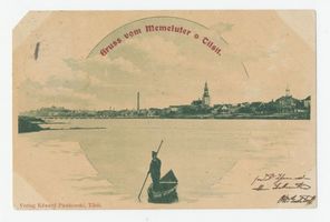 Tilsit, Stadt, Stadtkreis Tilsit  Tilsit, Panoramablick vom nördlichen Memelufer auf die Stadt V Tilsit, Blick auf die Stadt vom nördlichen Memelufer