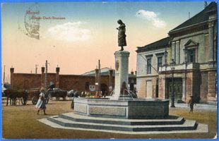 Memel, Stadt, Stadtkreis Memel Memel, Simon-Dach-Brunnen II - coloriert Memel, Stadttheater und Simon-Dach-Brunnen