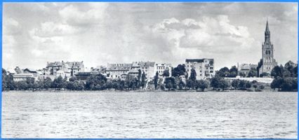 Lyck, Stadt, Kreis Lyck Lyck, Blick über den Lyck-See auf die Stadt XII Masurische Seen