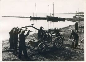 Nidden, Kreis Memel Nidden, Feuerwehr, Übung am Haff Нидден, пожарная команда, учения на заливе