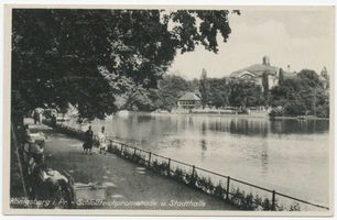 Königsberg (Pr.), Stadtkreis Königsberg Schlossteichpromenade Königsberg, Schloßteichpromenade und Stadthalle Königsberg, Schloßteich