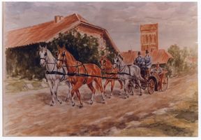 Prassen Kr. Rastenburg, Gut, Kreis Rastenburg Leunenburg, Besuch Hindenburgs, Aquarell 